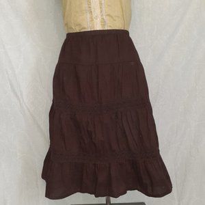super light tiered mid rise waist midi skirt